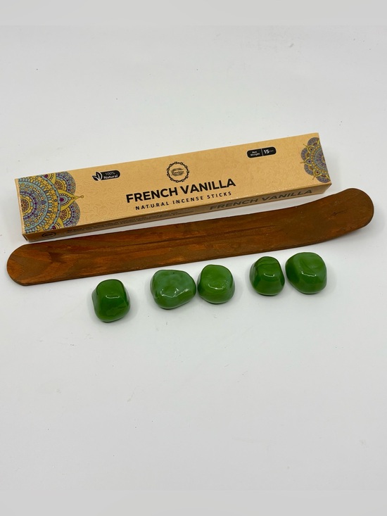 Rajagee Other - NEW French Vanilla Natural Incense Sticks, Wooden Holder, from India. 5 Stones